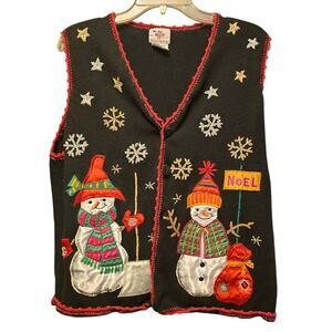 Vintage Nutcracker Noel snowman snowflake sweater vest
